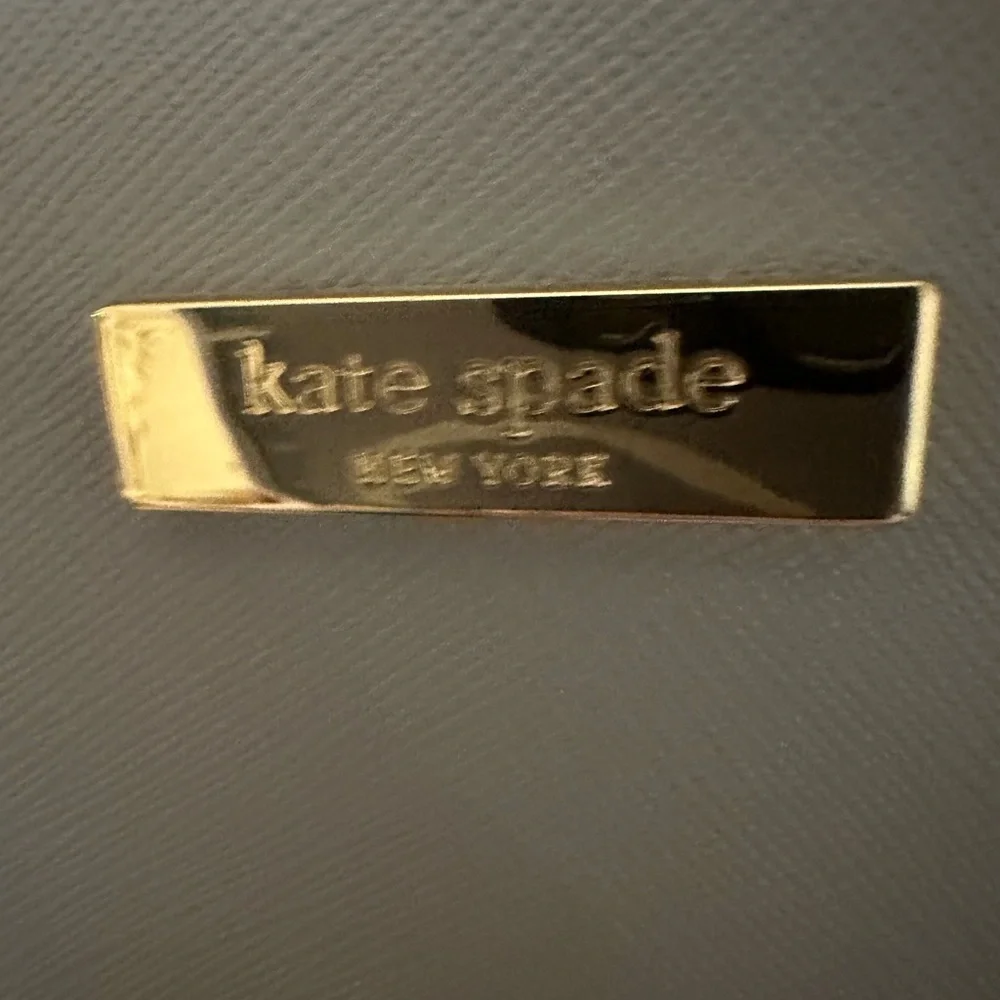 kate spade Gray Structured Saffiano Satchel with Gold Plate